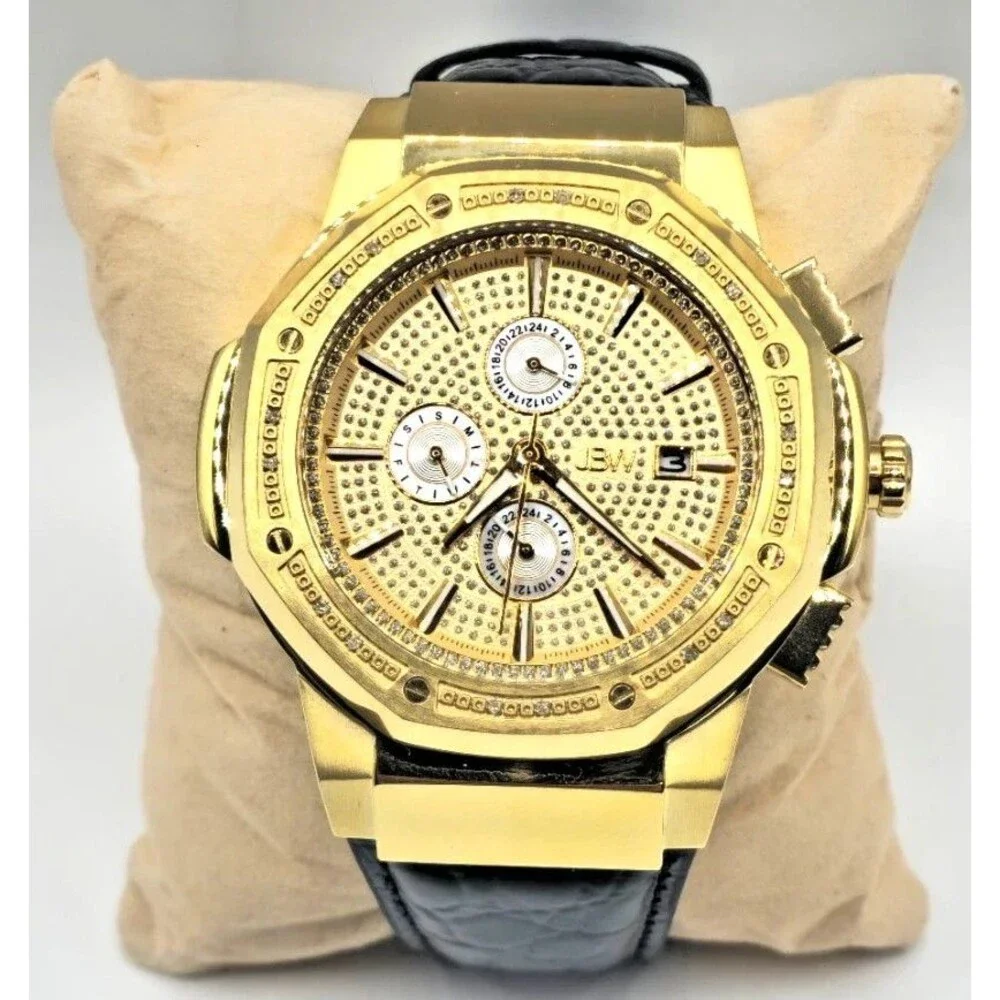 JBW Men's 10-Year Anniversary Gold-Tone Diamond Chronograph Watch